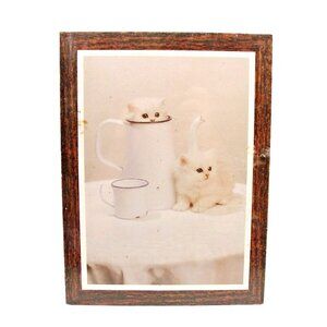 Vintage Kittens and Coffee Picture Wall Hanging 9x12" Sealed Never Used Cat Deco